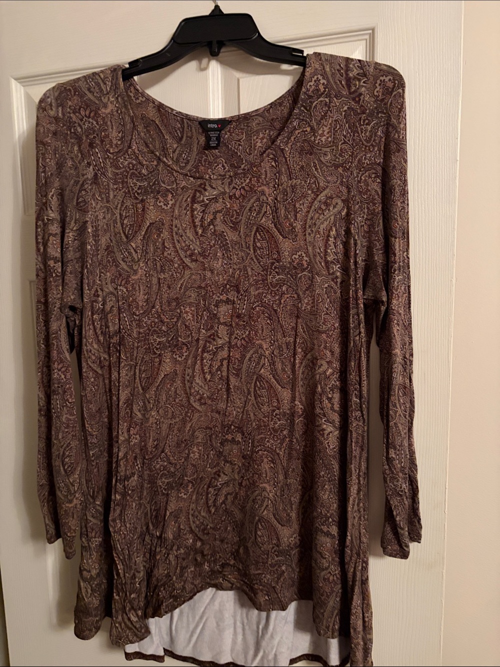 intro. Brown Paisley Long-Sleeve Tunic